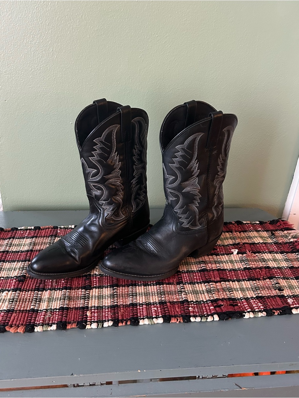 Laredo Black Leather Western Cowboy Boots Men’s 9.5 D